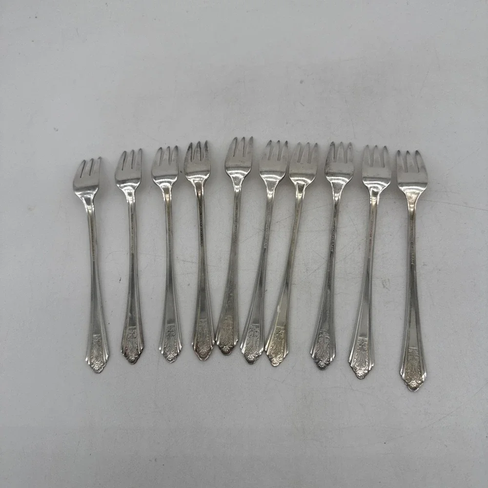 Vintage Royal Saxony Silverplate Dessert Forks 1930s Lot of 10